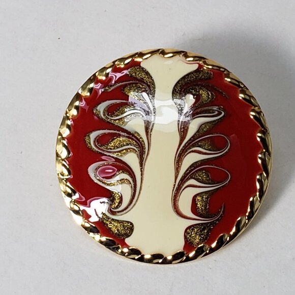 Women's Stunning Gold tone Multi-color Round Stud Earrings - Eye-Catching, RED - Picture 6 of 7